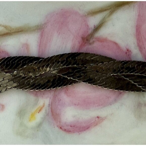 Vintage 80s Braided 925 Silver Herringbone Bracelet 7.5" - Picture 6 of 10